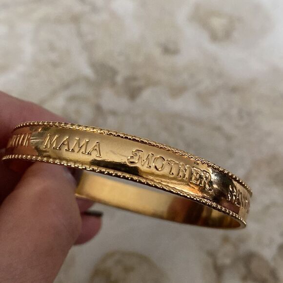 Gold Tone Bangles Bracelets Trio Set “Mother” - Picture 10 of 10